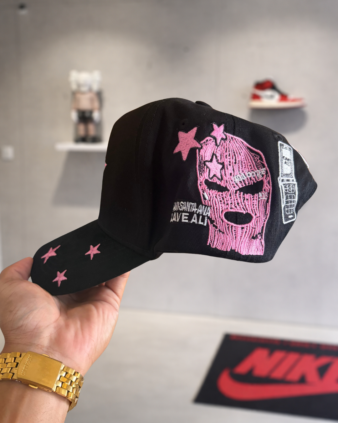 Dandy Hat Black Pink Sad Boyz Embroidered Adjustable Snapback w/ Suede Brim